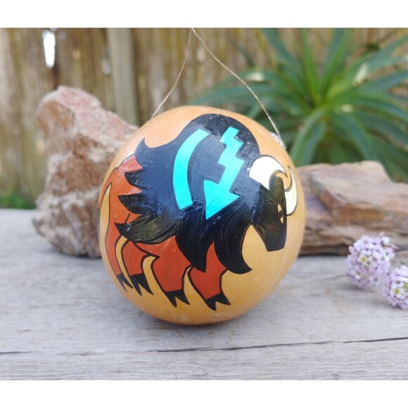 Vintage Hand Painted Gourd Ornament By Carroll Beserra
